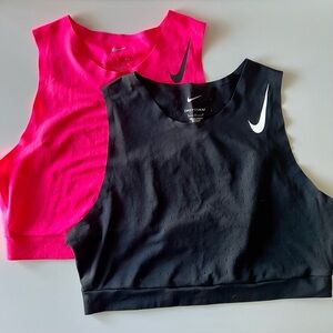 Lot of 2 Nike Aeroswift Crop Tanks in Hot Pink and Black